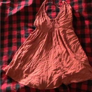 FREE PEOPLE Rust Pinkish-Orange Halter Dress